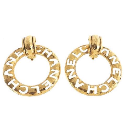 chanel logo hoop earrings|vintage chanel hoop earrings.